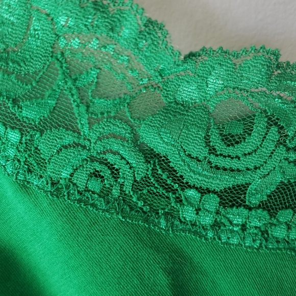 Green Lace Cotton Sweetheart Camisole Tank top Size Large - Picture 2 of 5